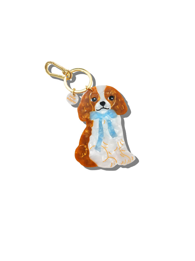 Hand-Painted King Charles Bag Charm + Keychain | Eco-Friendly