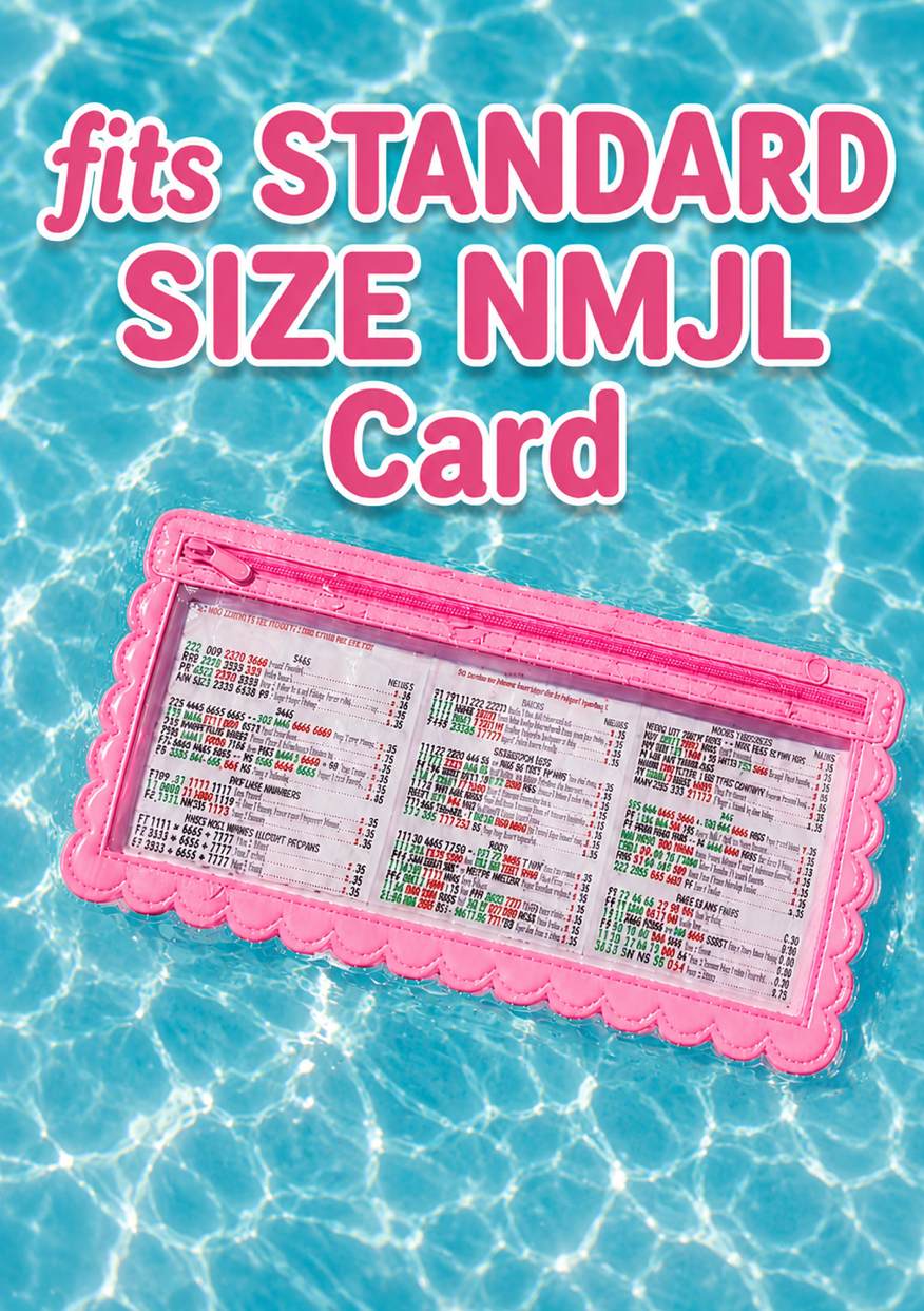 Splash-Proof Mahjong Card Holder for Pool Mahjong - Pink Scallops STANDARD SIZE