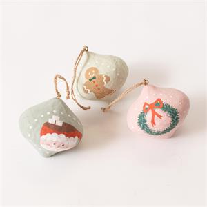 Paper Mache Ornaments - Holiday Teardrops