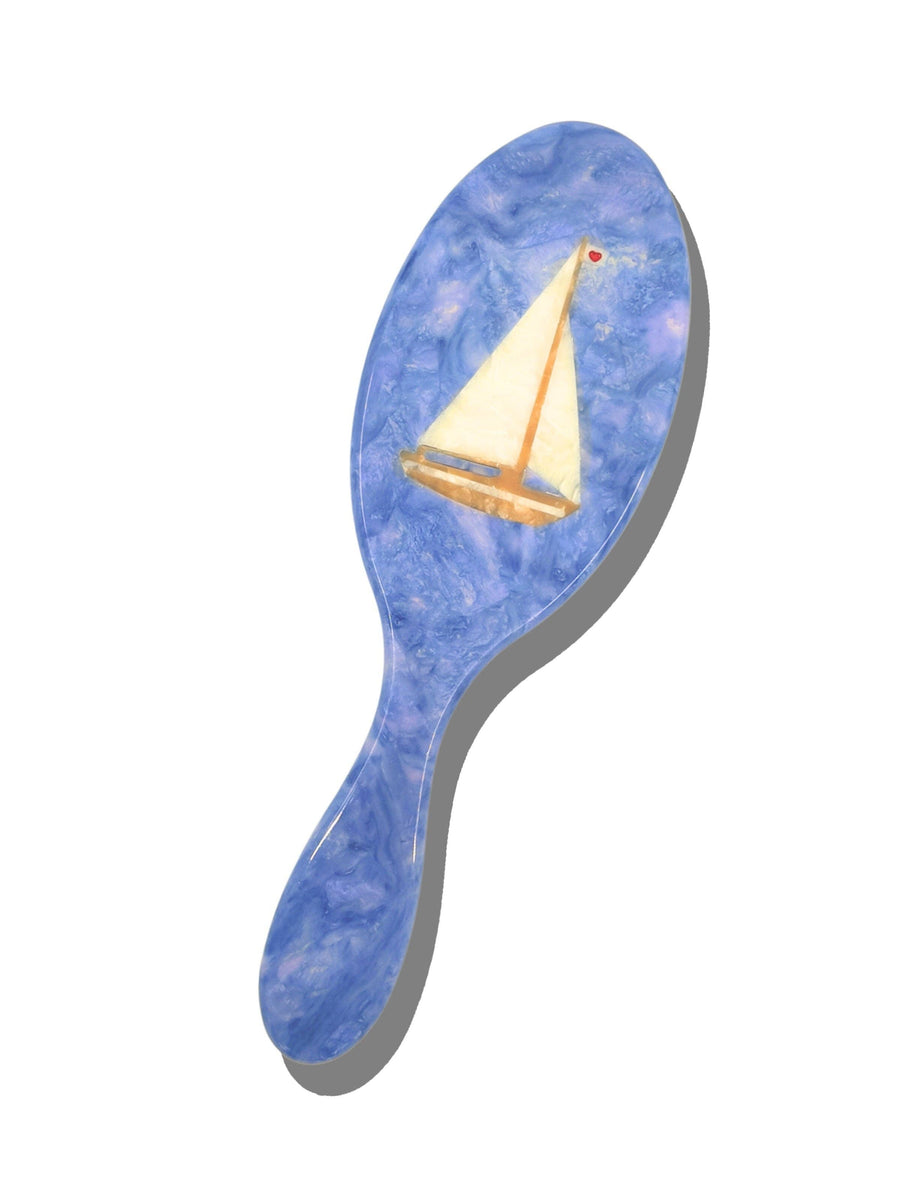 Hand-painted Sail Boat Amazing Hair Day Brush | Eco-Friendly
