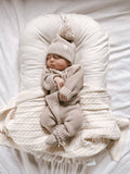 Luna + Luca Cable Knit Baby Blanket - White