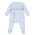 Tiny Tailgater Smocked Footie - Light Blue