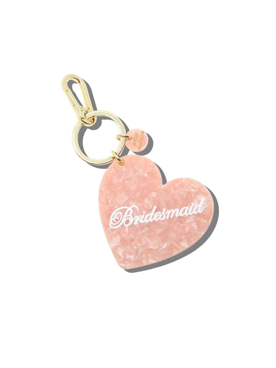 Hand-painted Bridesmaid Heart Bag Charm + Keychain | Eco-Friendly