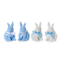 Set of 2 Easter Bunnies with Floral Relief Pattern