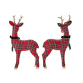 Set of 2 Holiday Tartan Deer