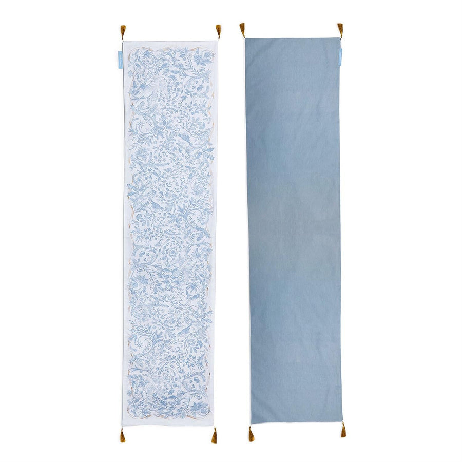 Gilded Cottage Double Sided Table Runner with Gold Tassel Accent