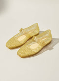 LISA Woven Jelly Mary Jane Flats Tapered Square Toe Trend Sh