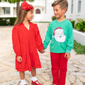 Boys Button Pants - Red Twill