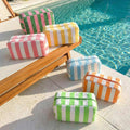 Striped Terry Cloth Cosmetic Pouch Bag