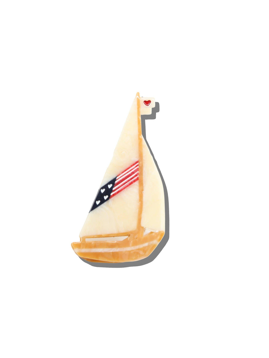 Hand-painted Americana Sailboat Claw Hair Clip | Eco-Friendly