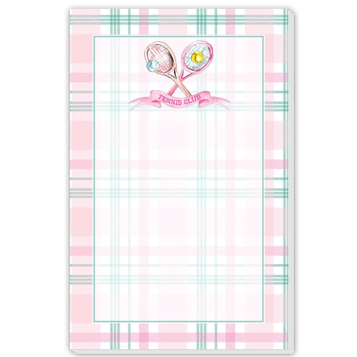 RoseannBeck Plaid Crossed Tennis Racquet Lrg Notepad