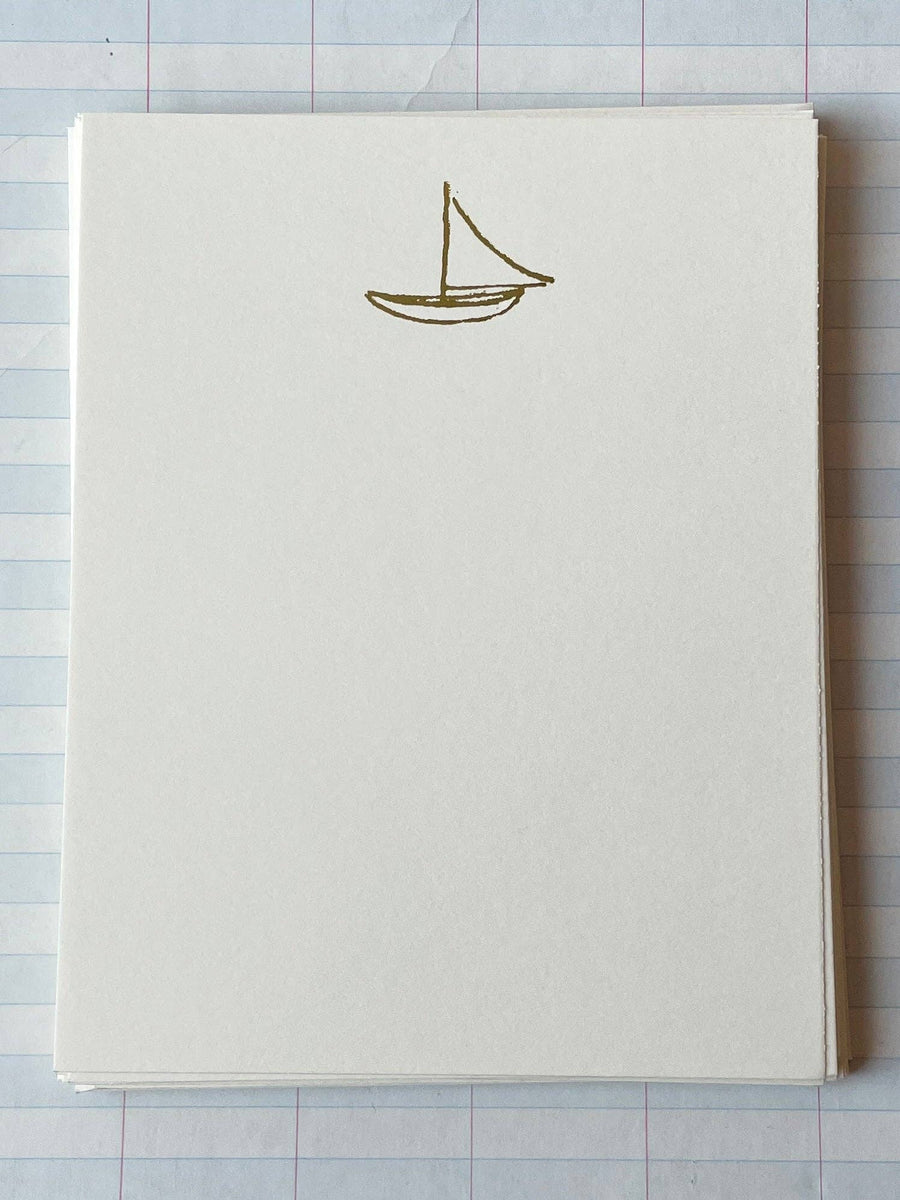Sail Boat Foil Pressed Stationery Set of 8