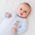 Puppy Playtime Applique Zip Footie - Light Blue