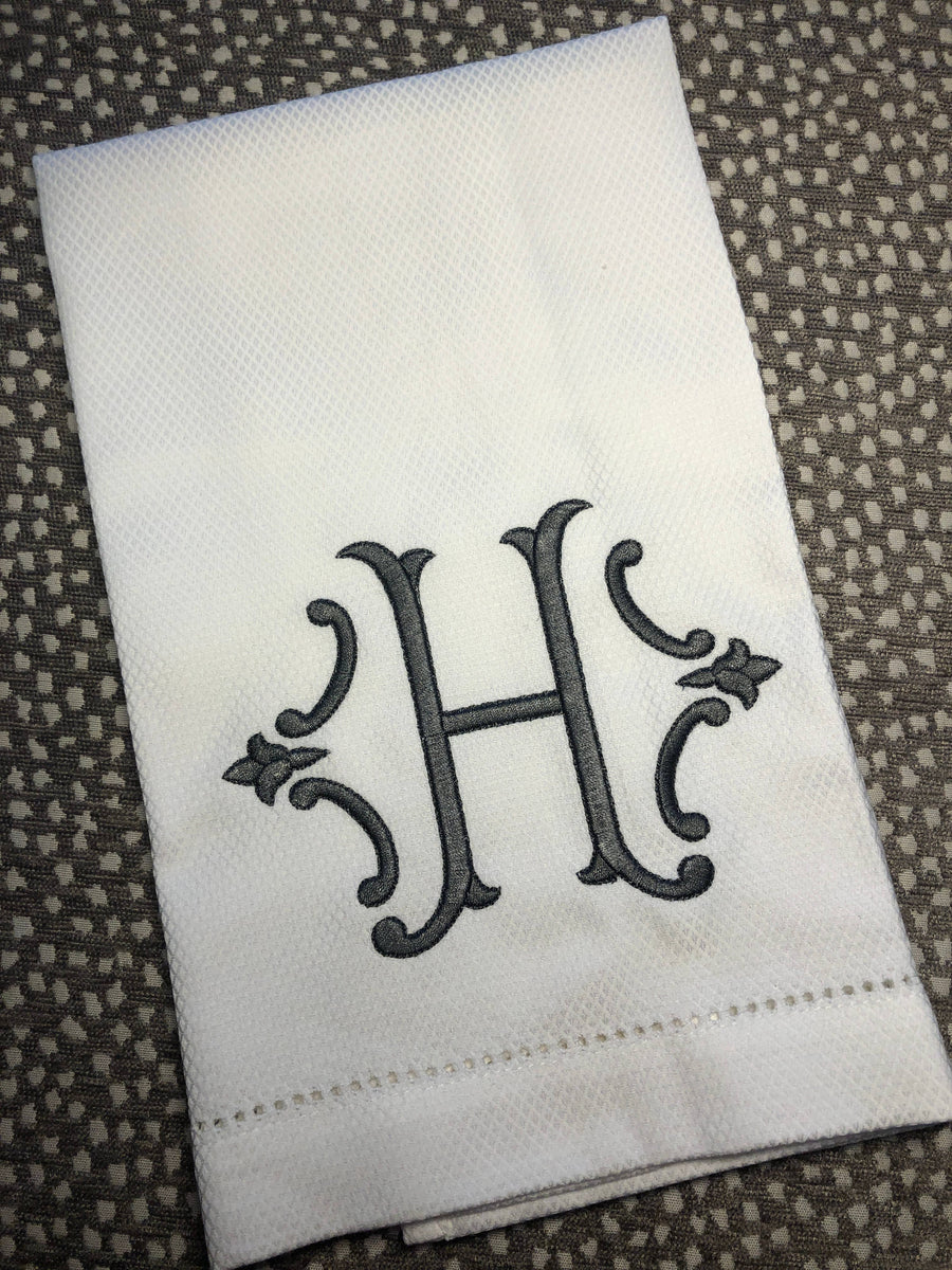Single Initial Embroidered Hand Towel