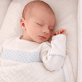 Baby Boy Smocked White Footie with Blue Trim - Soft Pima Cotton