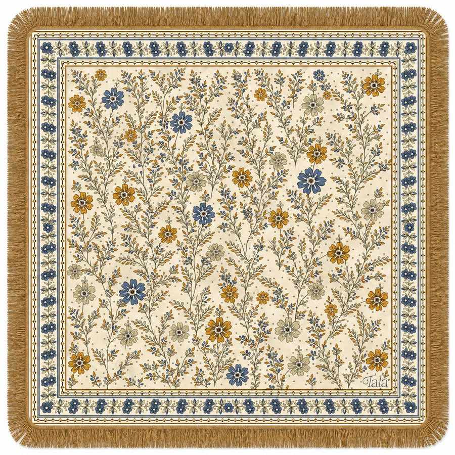 The Sonoma Mahjong Mat - Wildflowers with Suede Fringe
