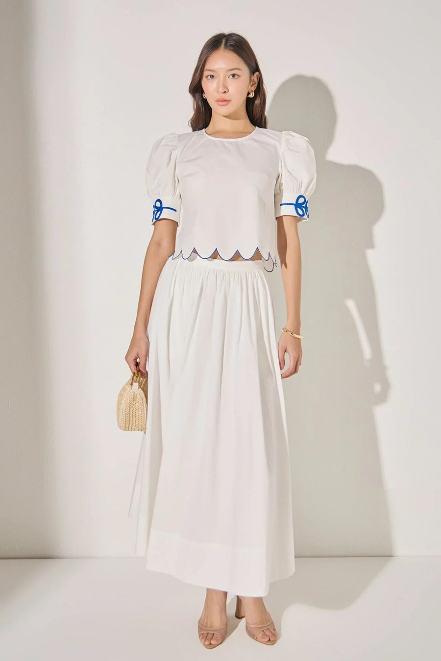 Scallop Hem Embroidered Top
