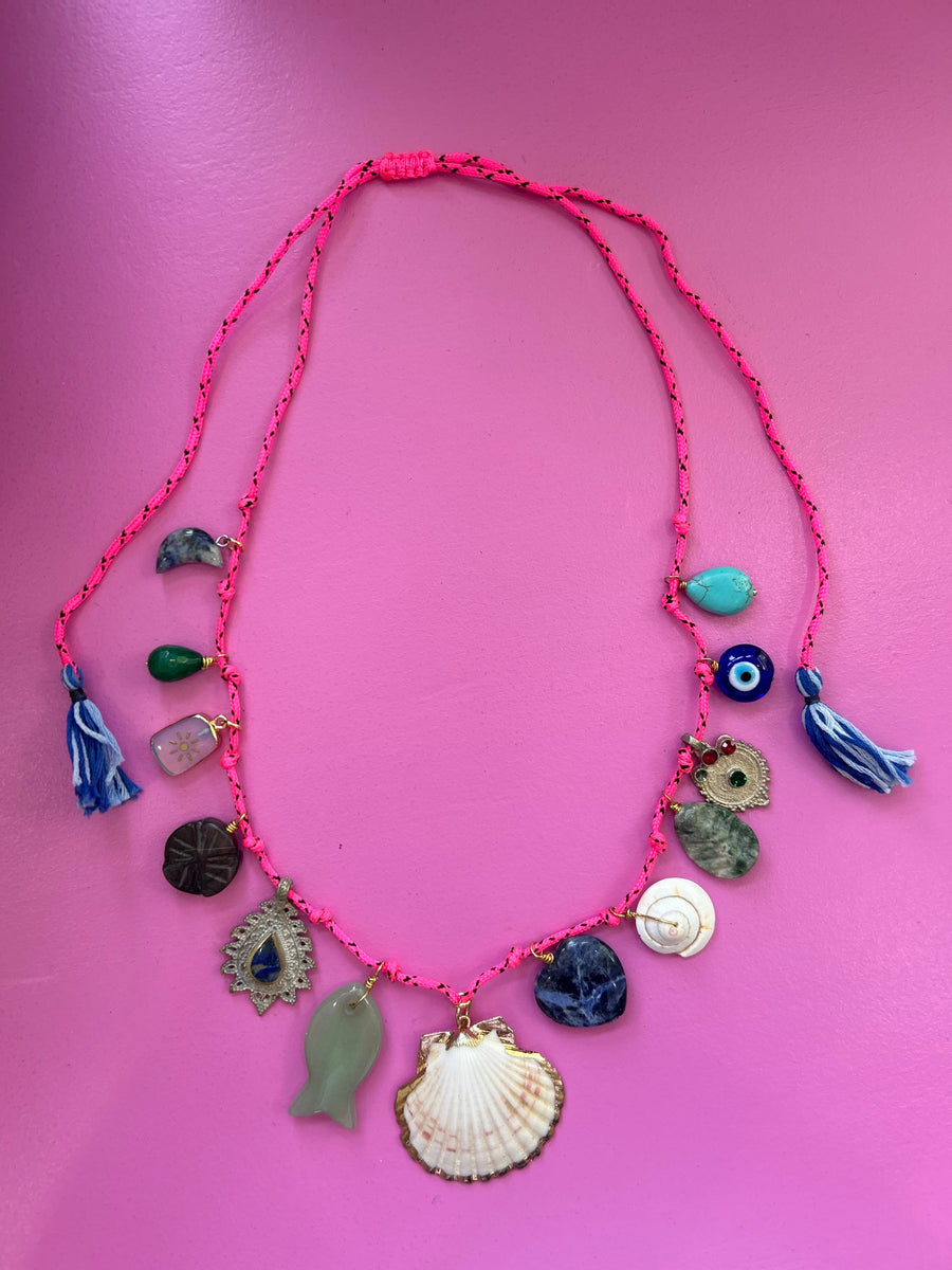 Charm Necklace Hot Pink Sail Tie