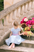 Cassis Blue Short Sleeve Smocked Dress