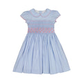 Cassis Blue Short Sleeve Smocked Dress