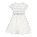 Cassis White Short Sleeve Smocked Dress