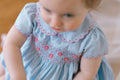 Cassis Blue Short Sleeve Smocked Bubble