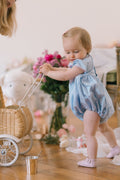 Cassis Blue Short Sleeve Smocked Bubble