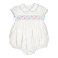 Cassis White Short Sleeve Smocked Bubble
