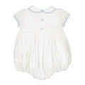 Cassis White Short Sleeve Smocked Bubble