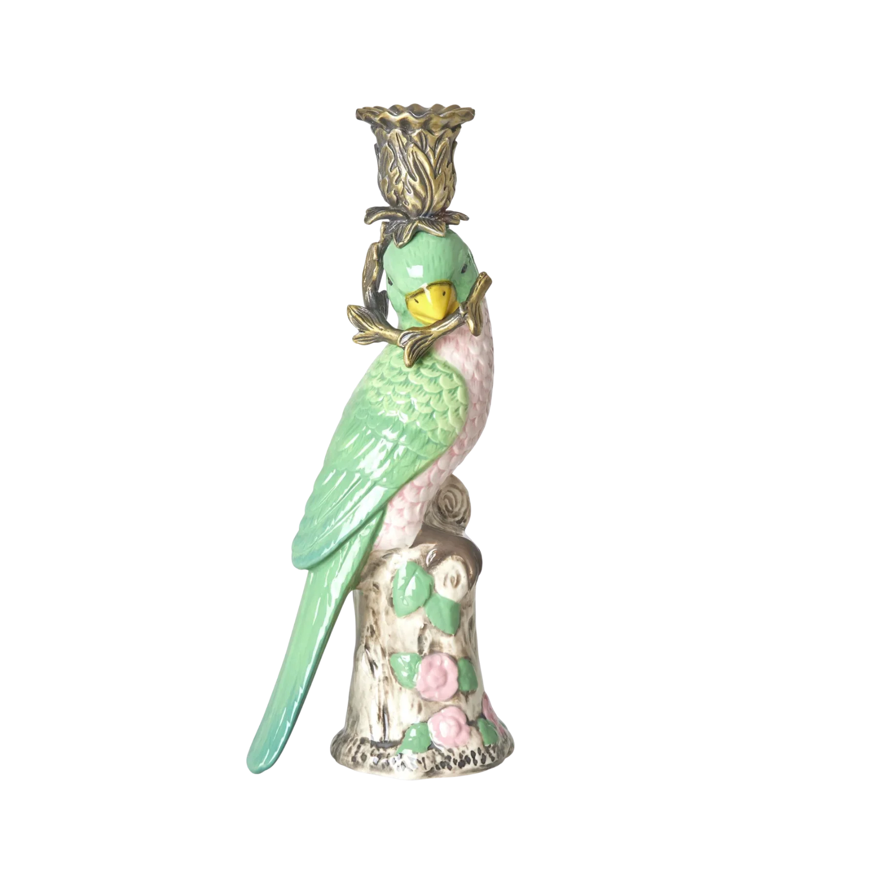 Parrot Candle Sticks Hand Painted Ceramic
