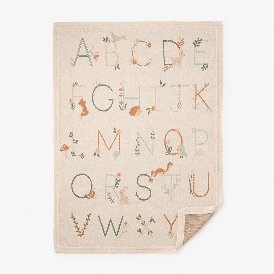 Wheat Alphabet Knit Baby Blanket
