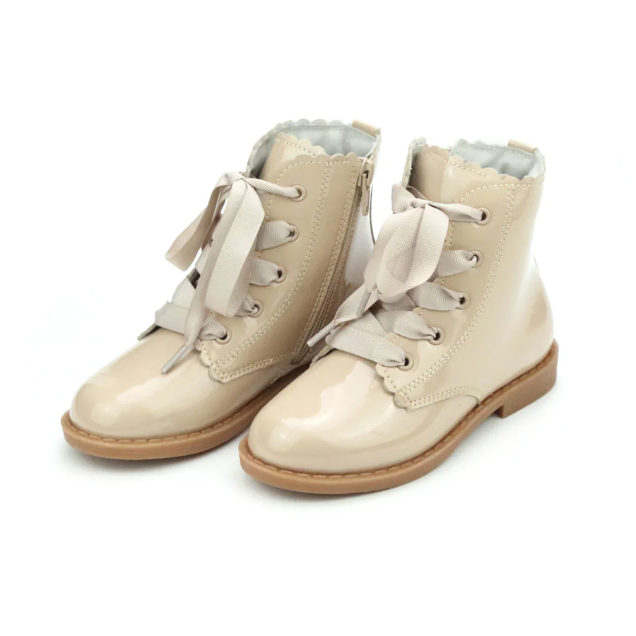 Josephine Patent Taupe Scalloped Boot