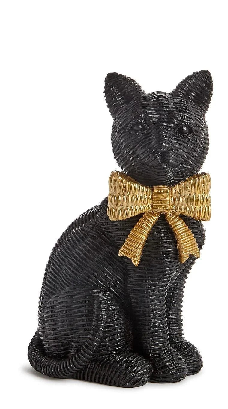Wicker Weave Pattern Black Cats