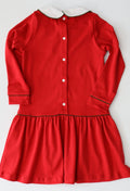 Lillian Dress Red with Green Piping Holiday Christmas