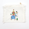 Flat Zip Fringe Pouch with Elephant print - Small
