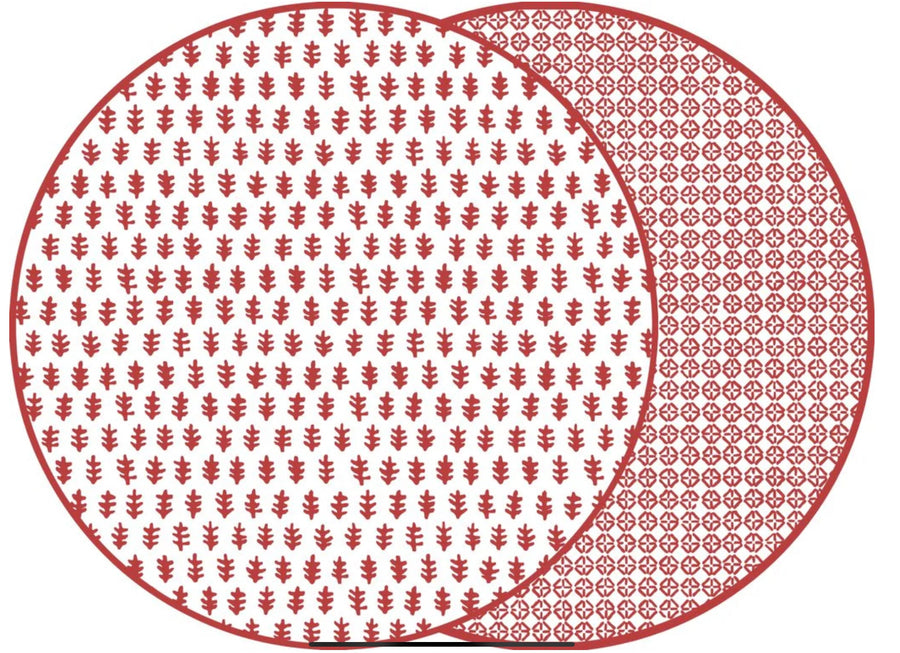 Agra & Jaipur Round Two SIded Placemat Tangerine