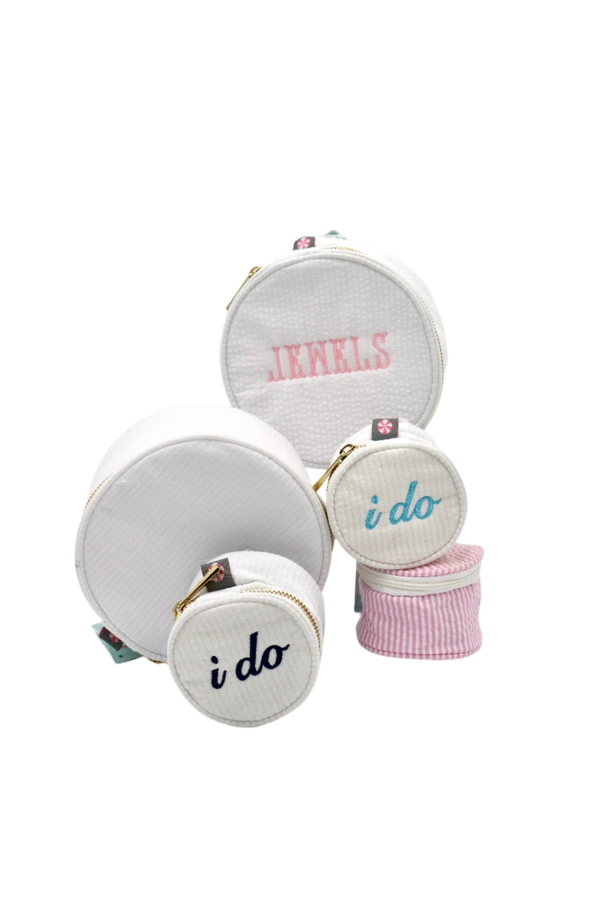 Seersucker 6" Button Bag Jewelry Round