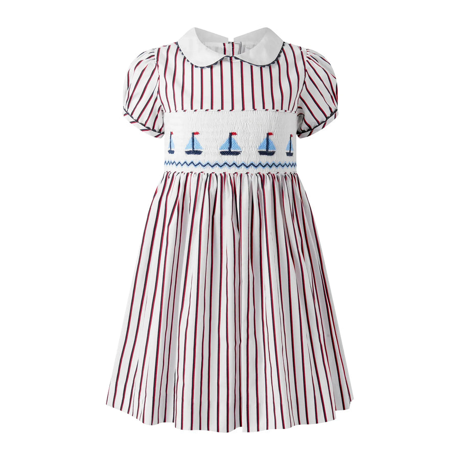 Sailboat Smocked Stripe Dress