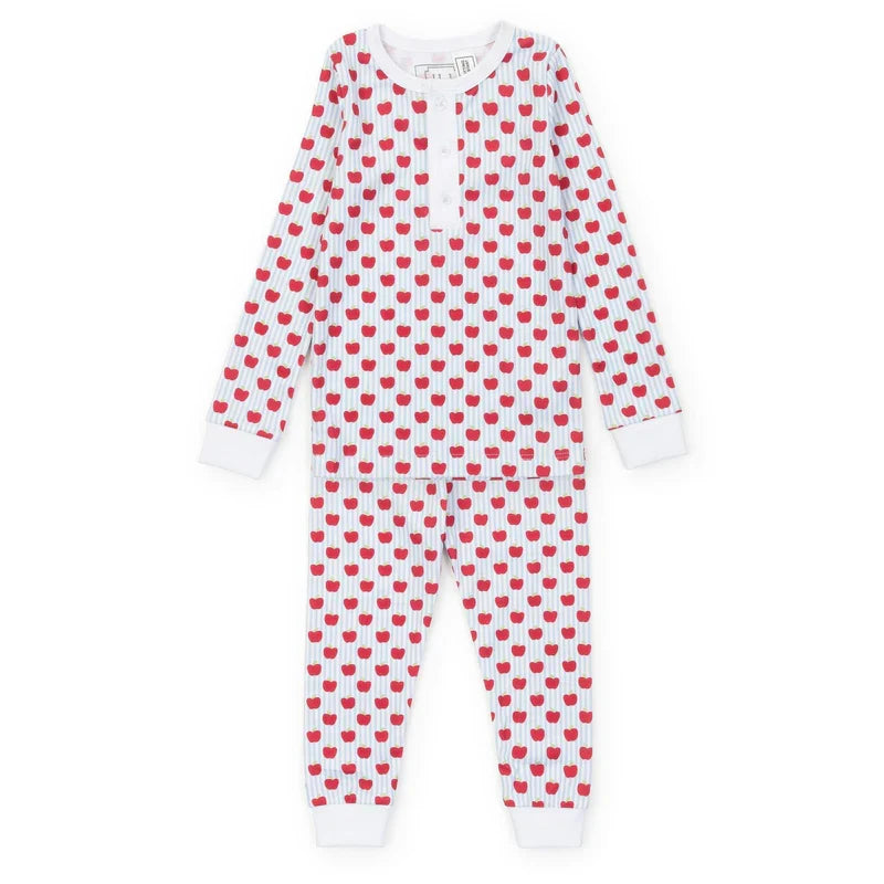 Schoolhouse Apples Cotton Pajama Pant Set - Blue
