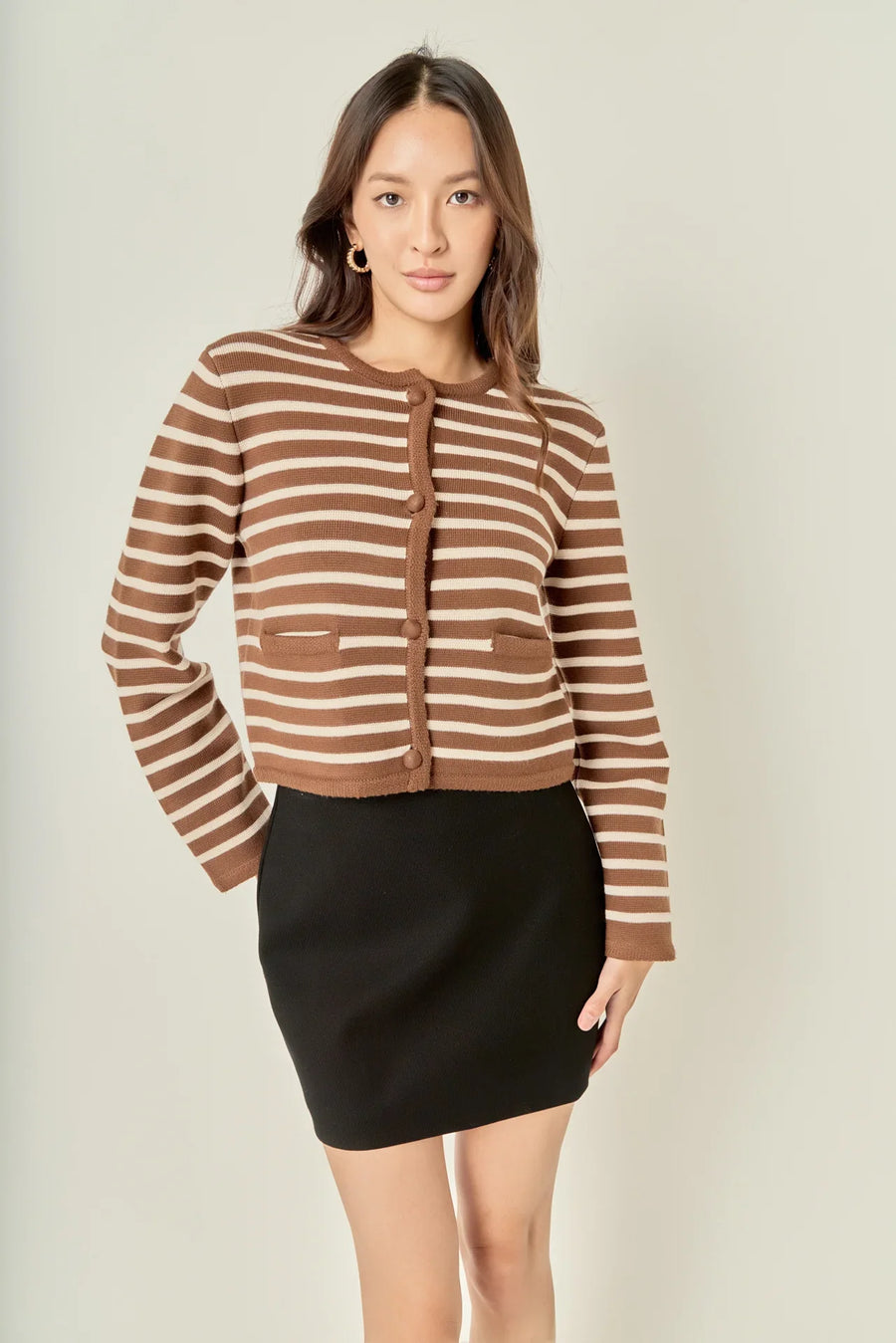 Striped Knit Jacket Cardigan