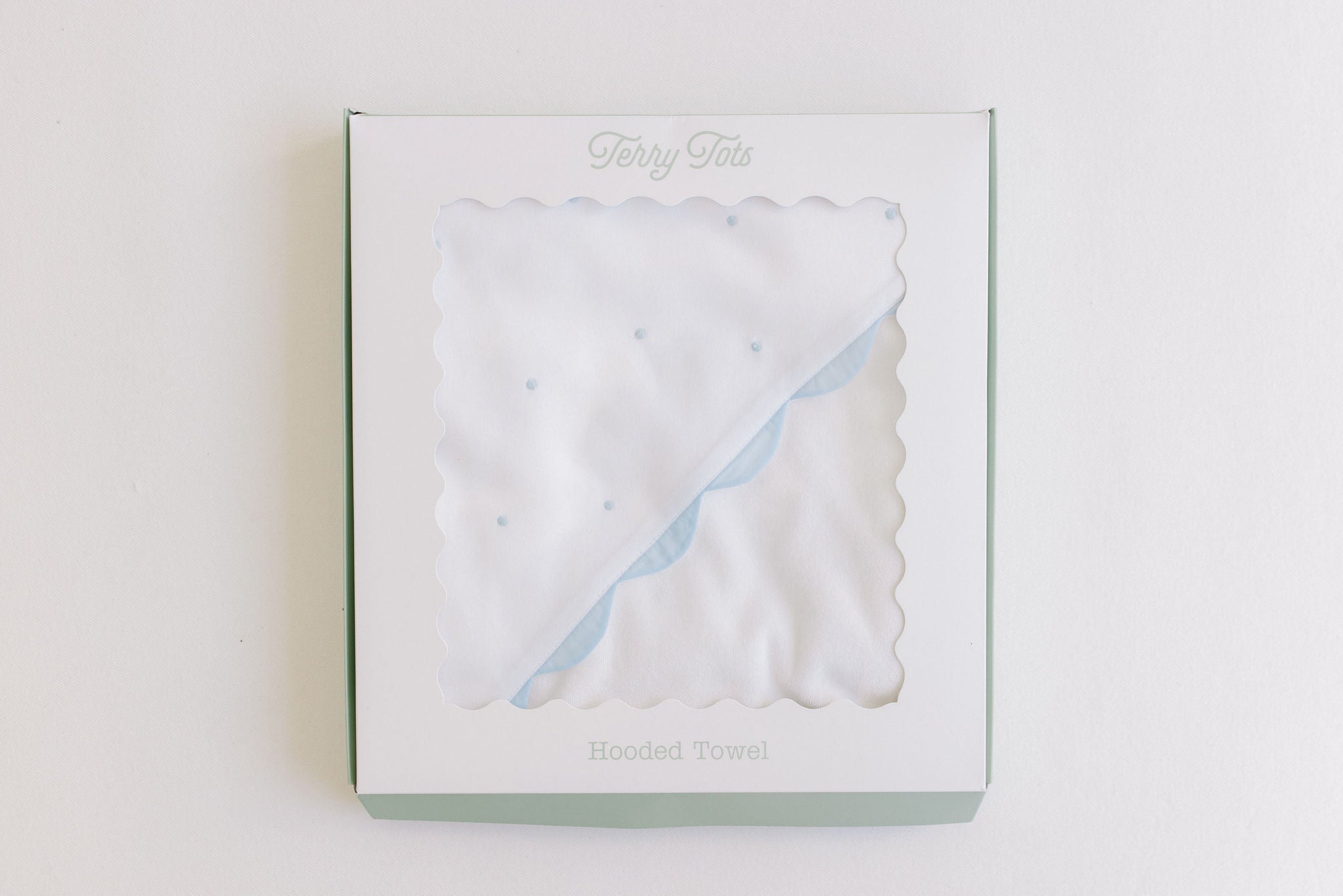 Hooded Towel with Embroidered Dots – Blue or Pink