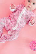 Baby Zip Onesie Rosie Pink Sailor Hearts