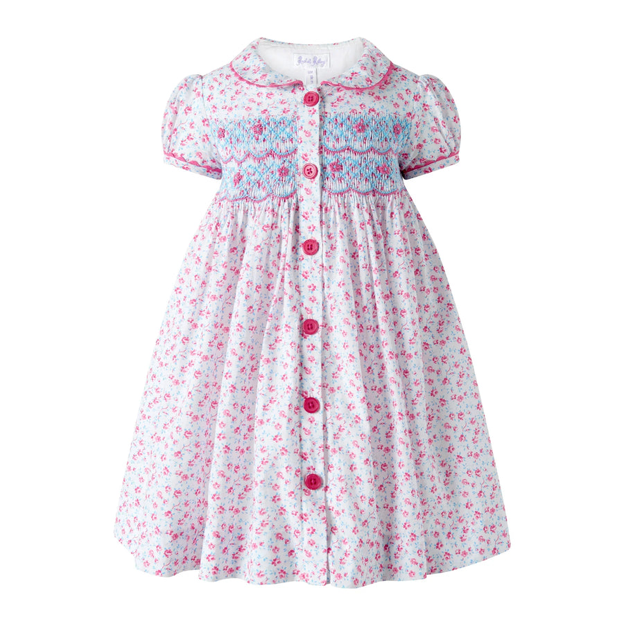 Floral Smocked Button-Front Dress