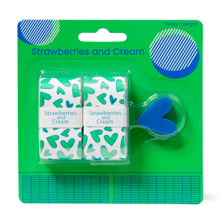 Strawberries and Cream Overgrip & Dampener (Green Hearts)