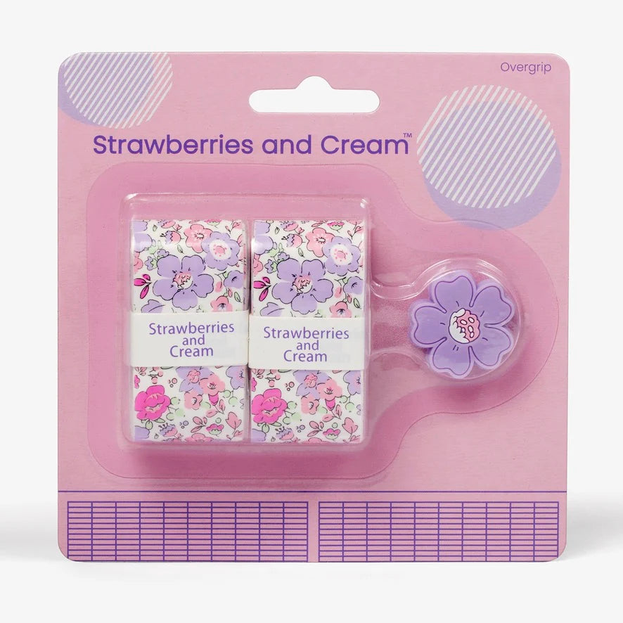 Strawberries and Cream Overgrip & Dampener Set (Purple Flowers)