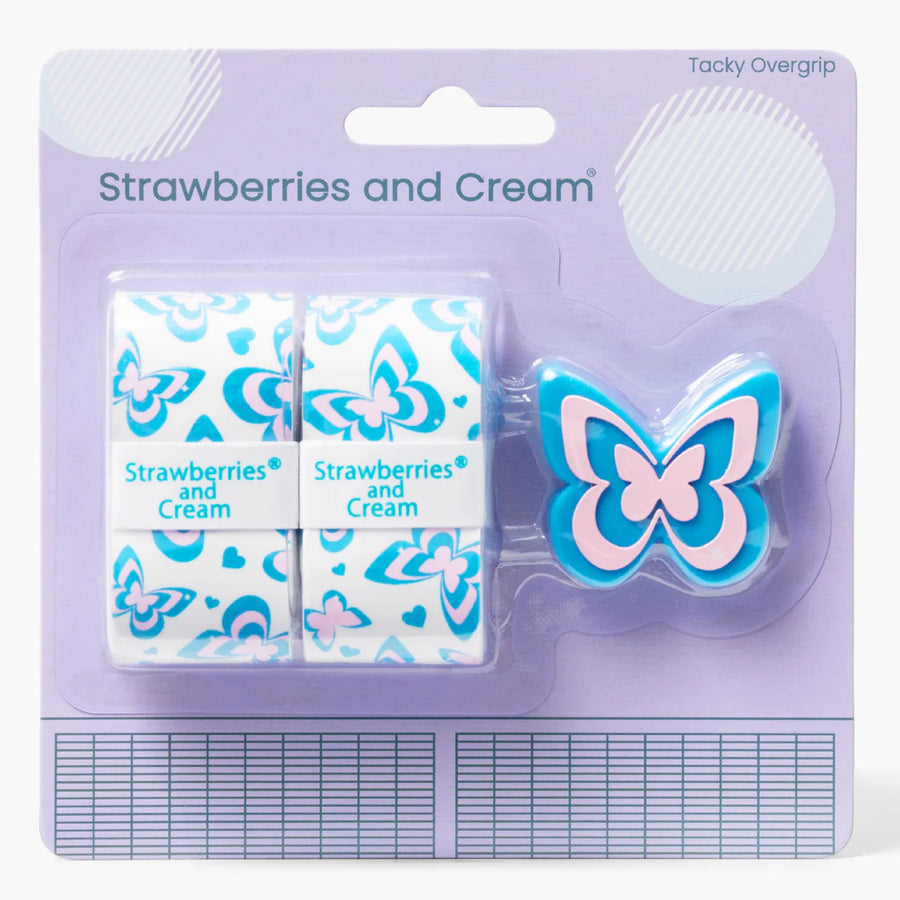 Strawberries and Cream Overgrip & Dampener Set (Butterfly, Cotton Candy Sky)