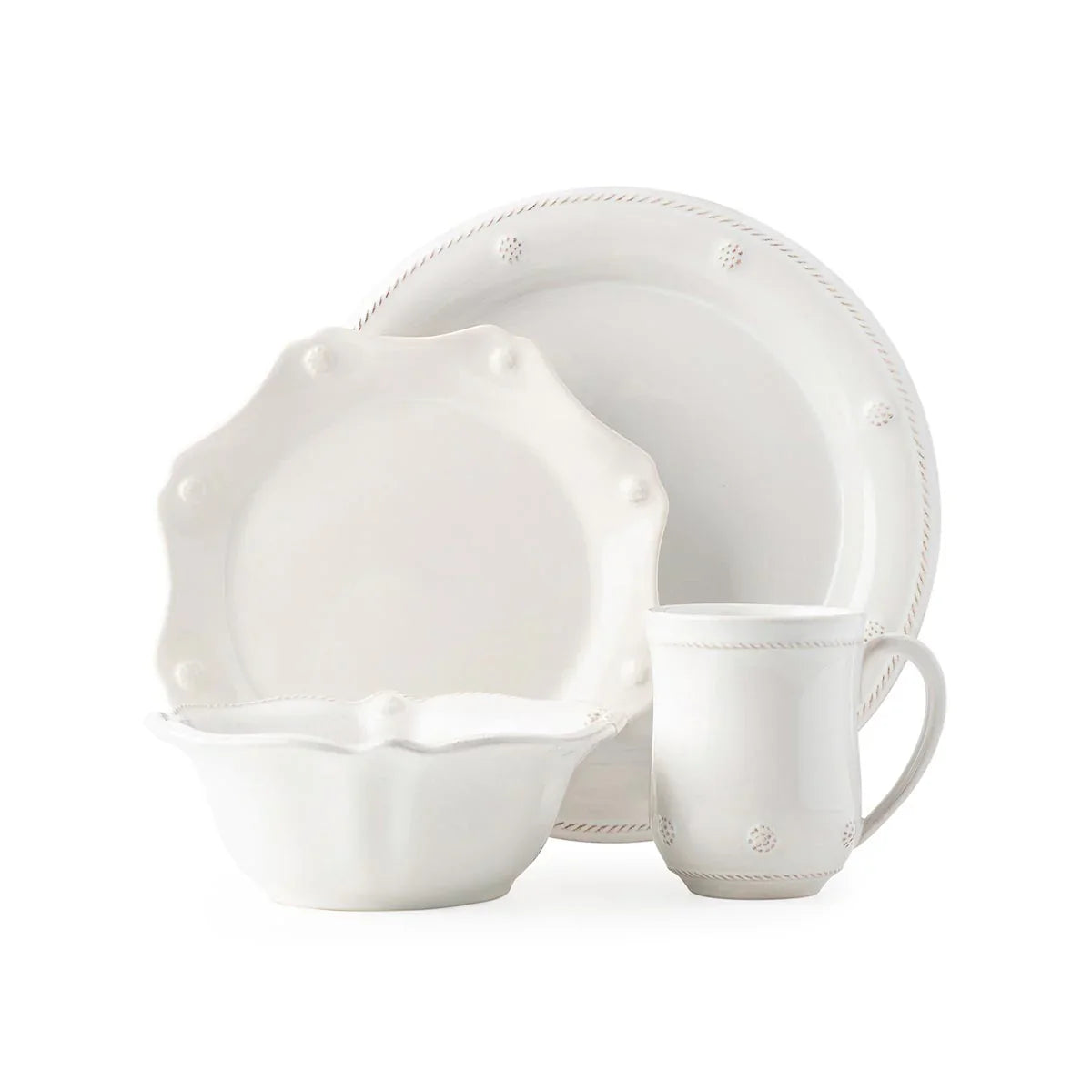 Juliska Berry & Thread 4pc Place Setting with Mug and Cereal - Whitewash