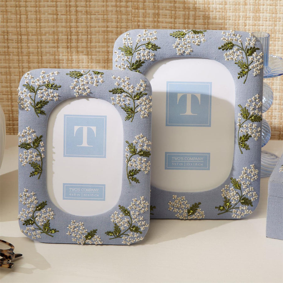 Hydrangea Embroidered and Embellished Photo Frames