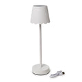 White LED Portable Cordless Table Lamp with Scalloped Edge Shade