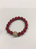 Gemstone Bracelet with Pave Stone
